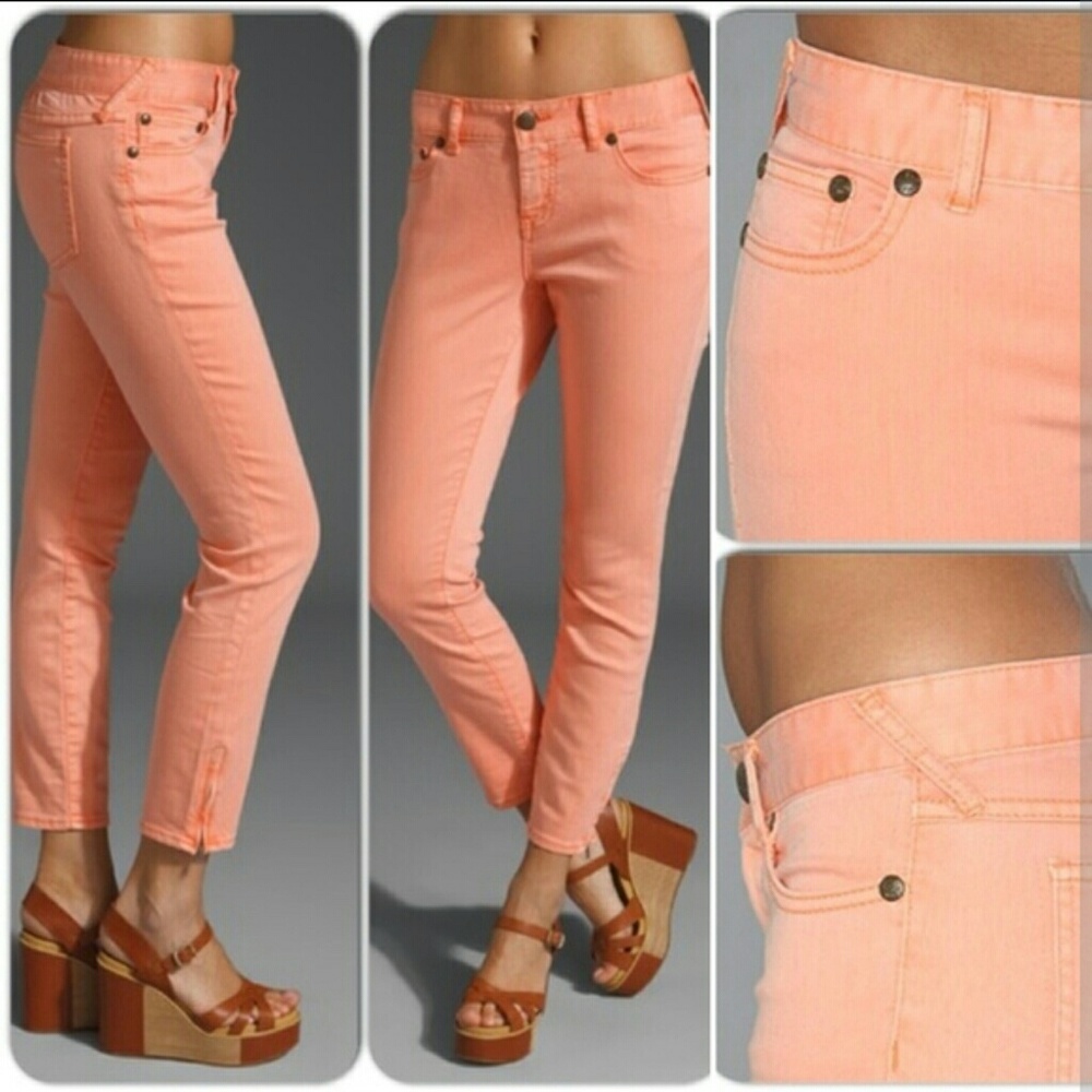 Free People Ankle Zipper Skinny Peach sz. 28